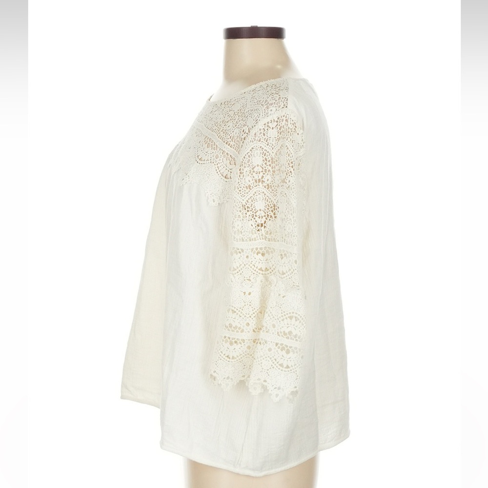 Sezane Celine Crochet Sleeve Ecru Cotton Blouse Size 38 - Picture 5 of 8